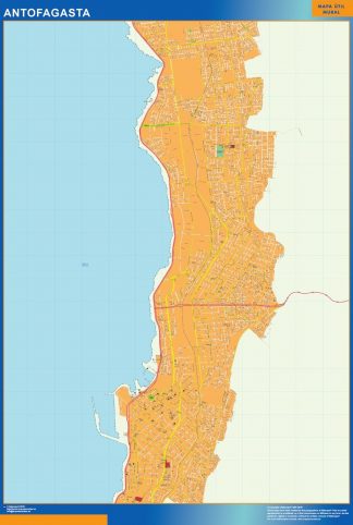Carte Antofagasta plastifiée Chili