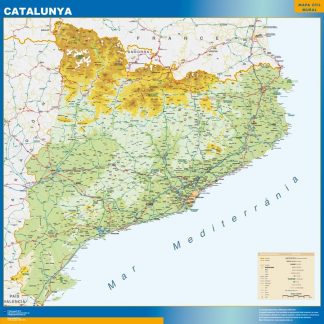 Carte Catalogne physique affiche murale