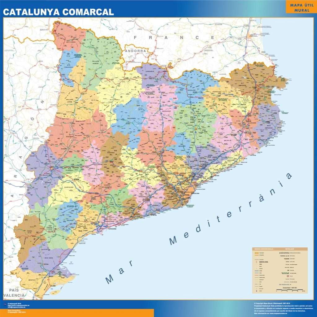 Carte Catalogne politique murale