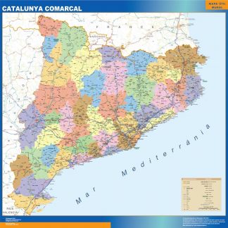 Carte Catalogne politique affiche murale