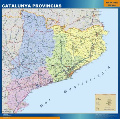 Carte Catalogne provinces affiche murale