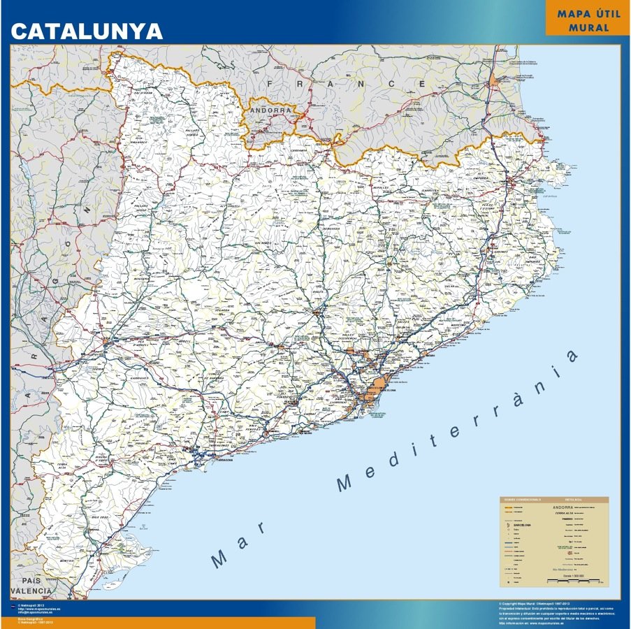 Carte Catalogne routiere plastifiée