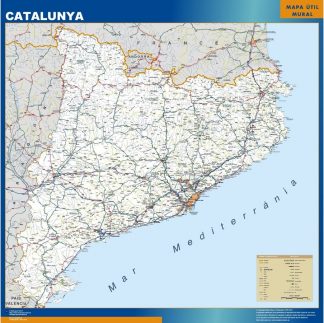 Carte Catalogne routiere affiche murale