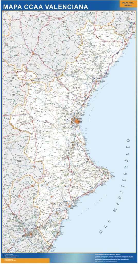 Carte Communauté valencienne routière murale