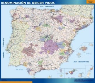 Carte Espagne Désignation Origine Vins plastifiée