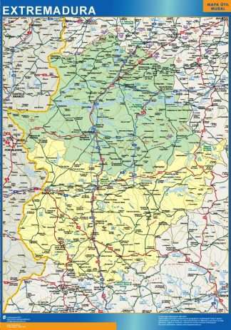 Carte Estrémadure provinces murale