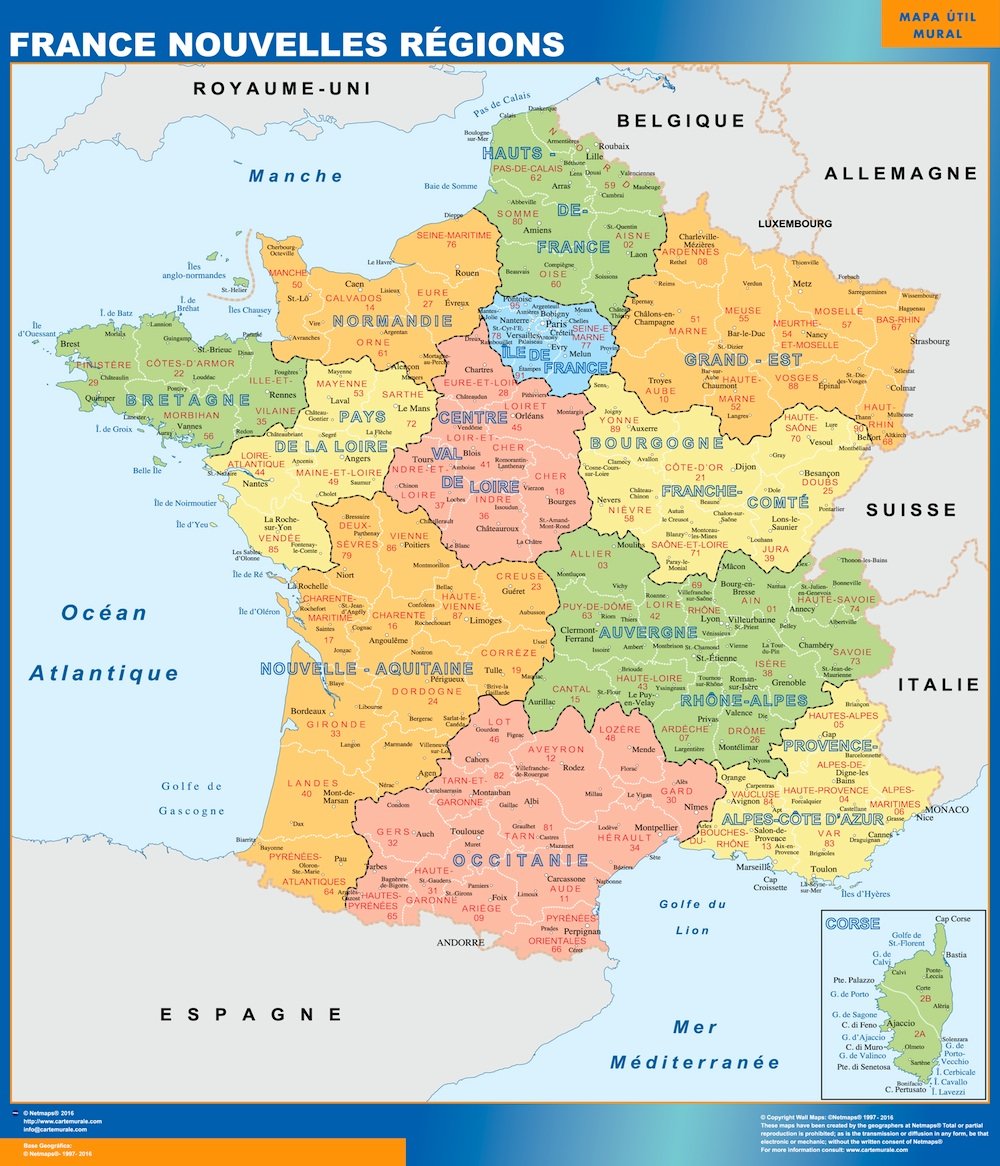 Carte France magnétique Nouvelles Regions