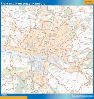 Carte Freie und Hansestadt Hamburg plastifiée