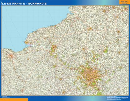 Carte Ile De France Normandie plastifiée