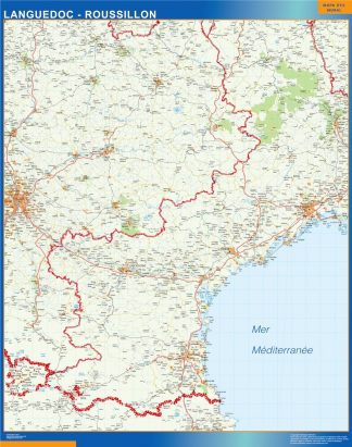 Carte Languedoc Roussillon plastifiée
