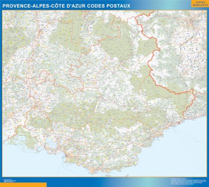 Carte Provence alpes cote azur plastifiée codes postaux