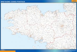 Carte Région plastifiée Bretagne codes postaux