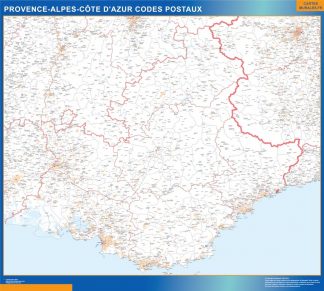 Carte Région plastifiée Provence alpes cote azur codes postaux