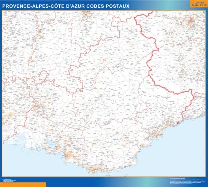Carte Région plastifiée Provence alpes cote azur codes postaux