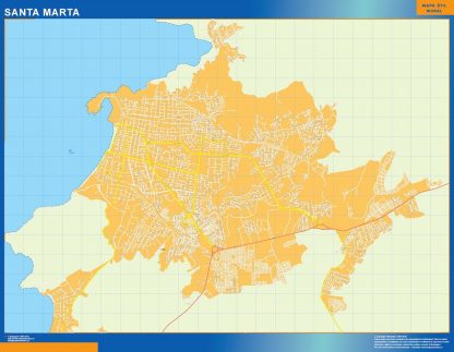 Carte Santa Marta plastifiée Colombie