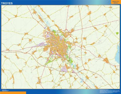 Carte Troyes plastifiée