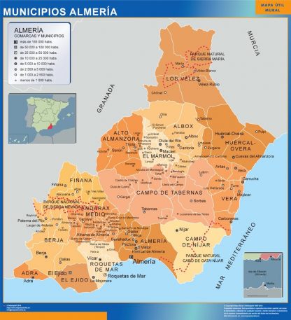 Carte communes province Almeria plastifiée