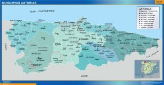 Carte communes province Asturias plastifiée