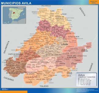 Carte communes province Avila affiche murale