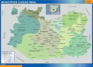 Carte communes province Ciudad Real affiche murale