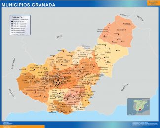 Carte communes province Granada affiche murale