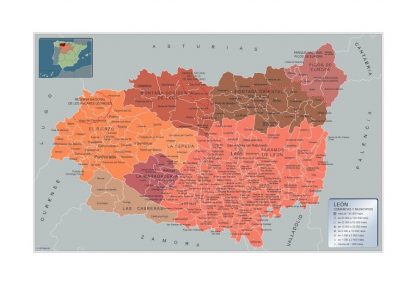 Carte communes province Leon plastifiée
