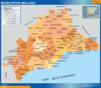 Carte communes province Malaga affiche murale