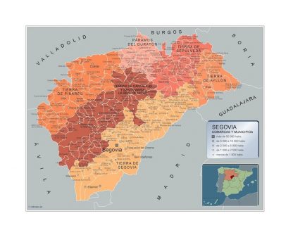 Carte communes province Segovia plastifiée