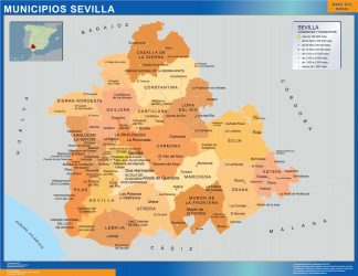 Carte communes province Sevilla affiche murale