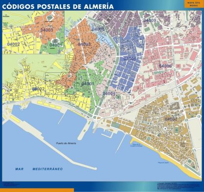 Carte plastifiée Almeria codes postaux