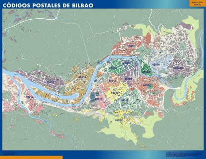 Carte Bilbao codes postaux affiche murale