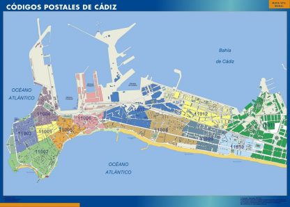 Carte plastifiée Cadiz codes postaux
