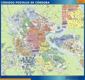 Carte Cordoba codes postaux affiche murale