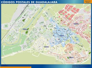 Carte Guadalajara codes postaux affiche murale