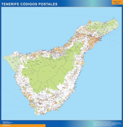 Carte plastifiée Isla Tenerife codes postaux