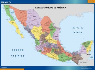 Carte Mexique Politique affiche murale