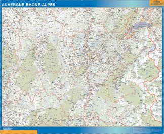 Carte plastifiée Région Auvergne Rhone Alpes