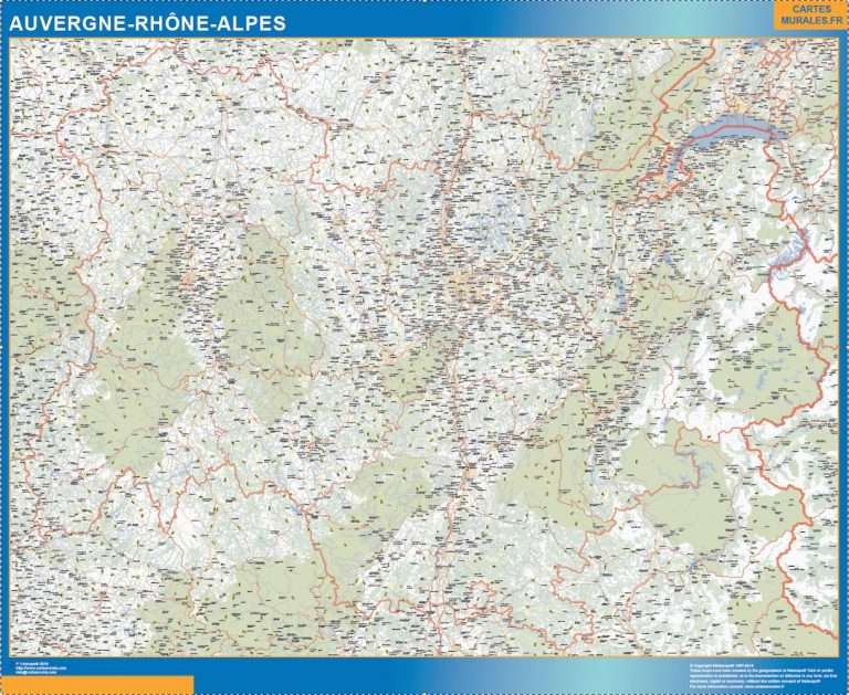 Cartes murales Auvergne-Rhône-Alpes