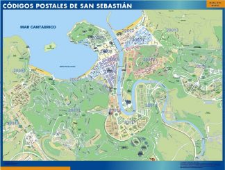 Carte San Sebastian codes postaux affiche murale