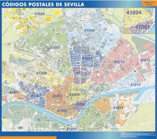 Carte Sevilla codes postaux affiche murale