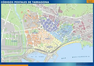 Carte Tarragona codes postaux affiche murale