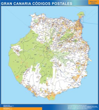 Carte plastifiée isla Gran Canaria codes postaux
