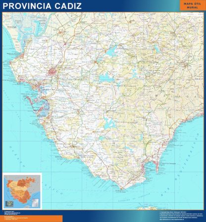 Carte province Cadiz affiche murale