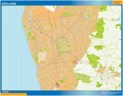 Mapa Adelaide plastifiée Australie