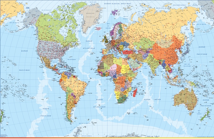 Carte Monde plastifiée