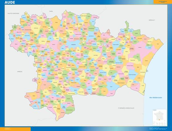 Aude — carte des communes du département