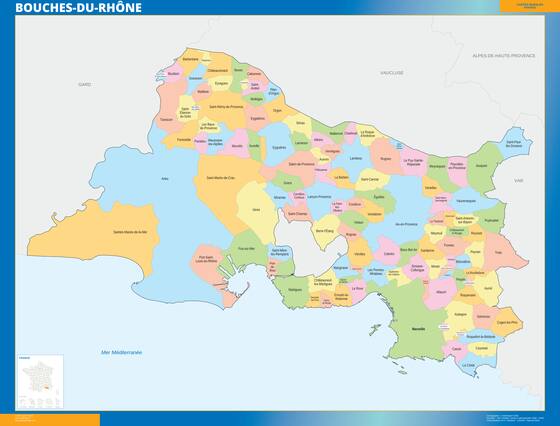 Bouches-du-Rhône — carte des communes du département