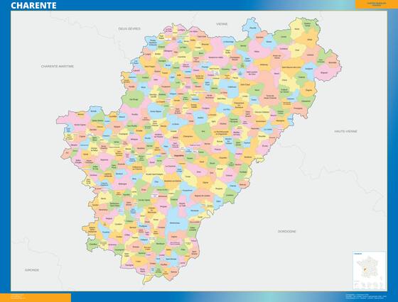 Charente — carte des communes du département