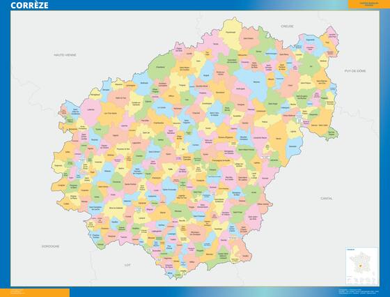 Corrèze — carte des communes du département