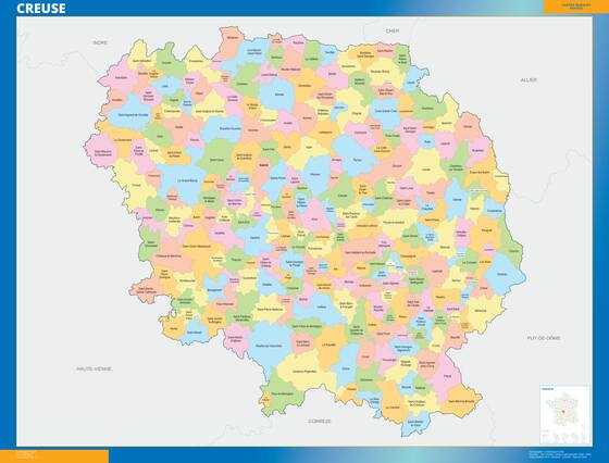Creuse — carte des communes du département